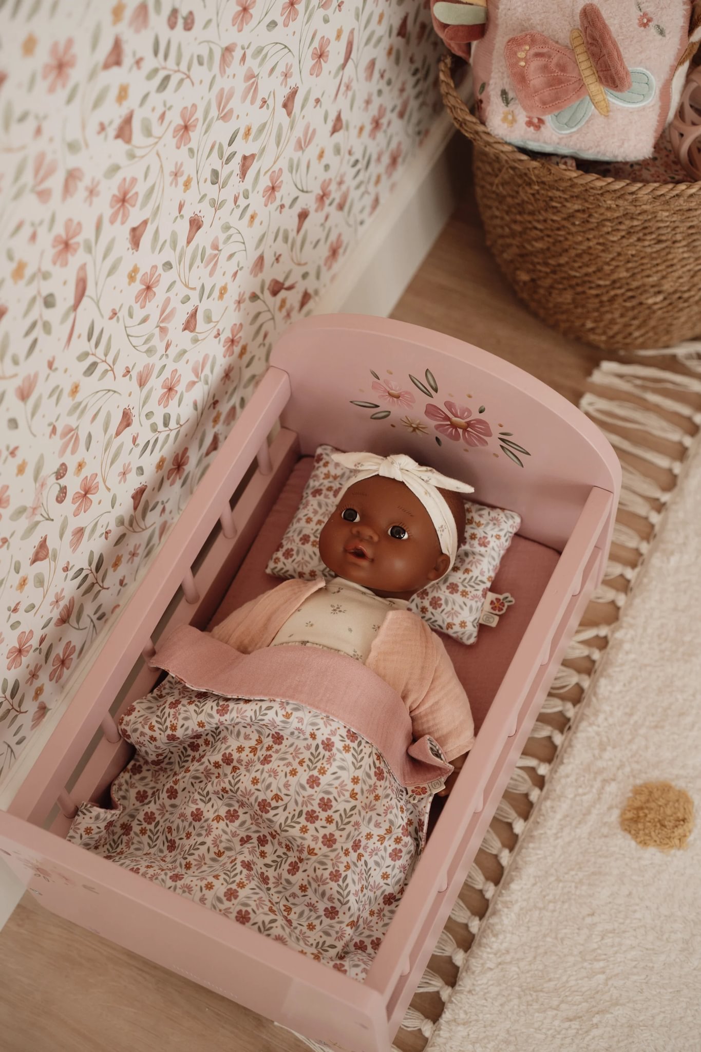 Little Dutch Pink Wooden Doll Bed - Image 9