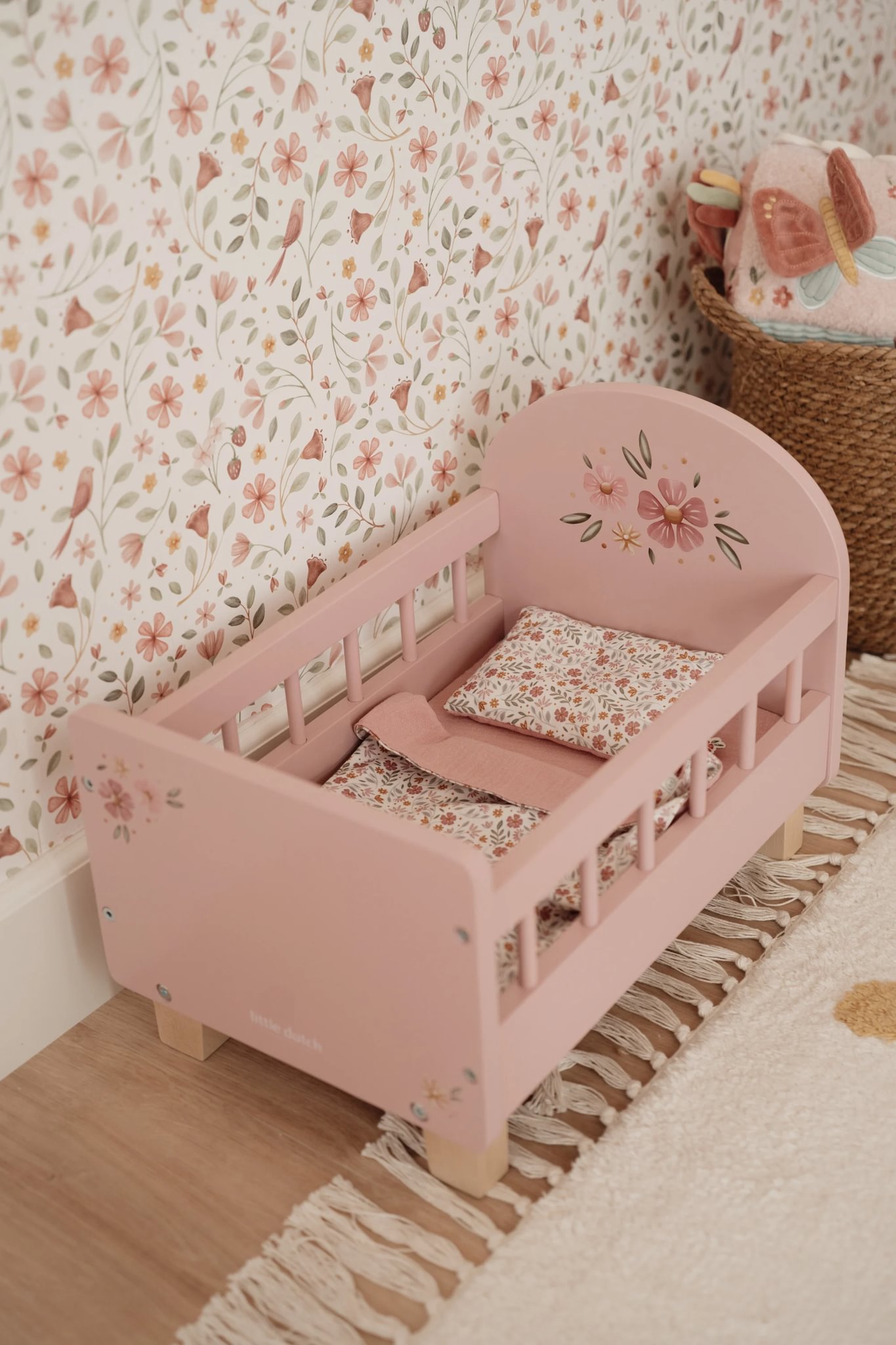 Little Dutch Pink Wooden Doll Bed - Image 7