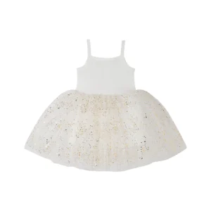 BOB + BLOSSOM WHITE + GOLD SPARKLE DRESS