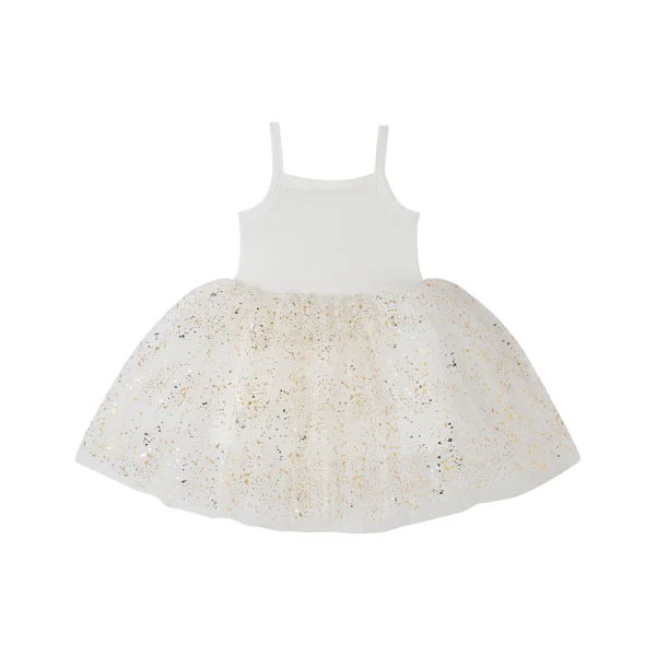 BOB + BLOSSOM WHITE + GOLD SPARKLE DRESS